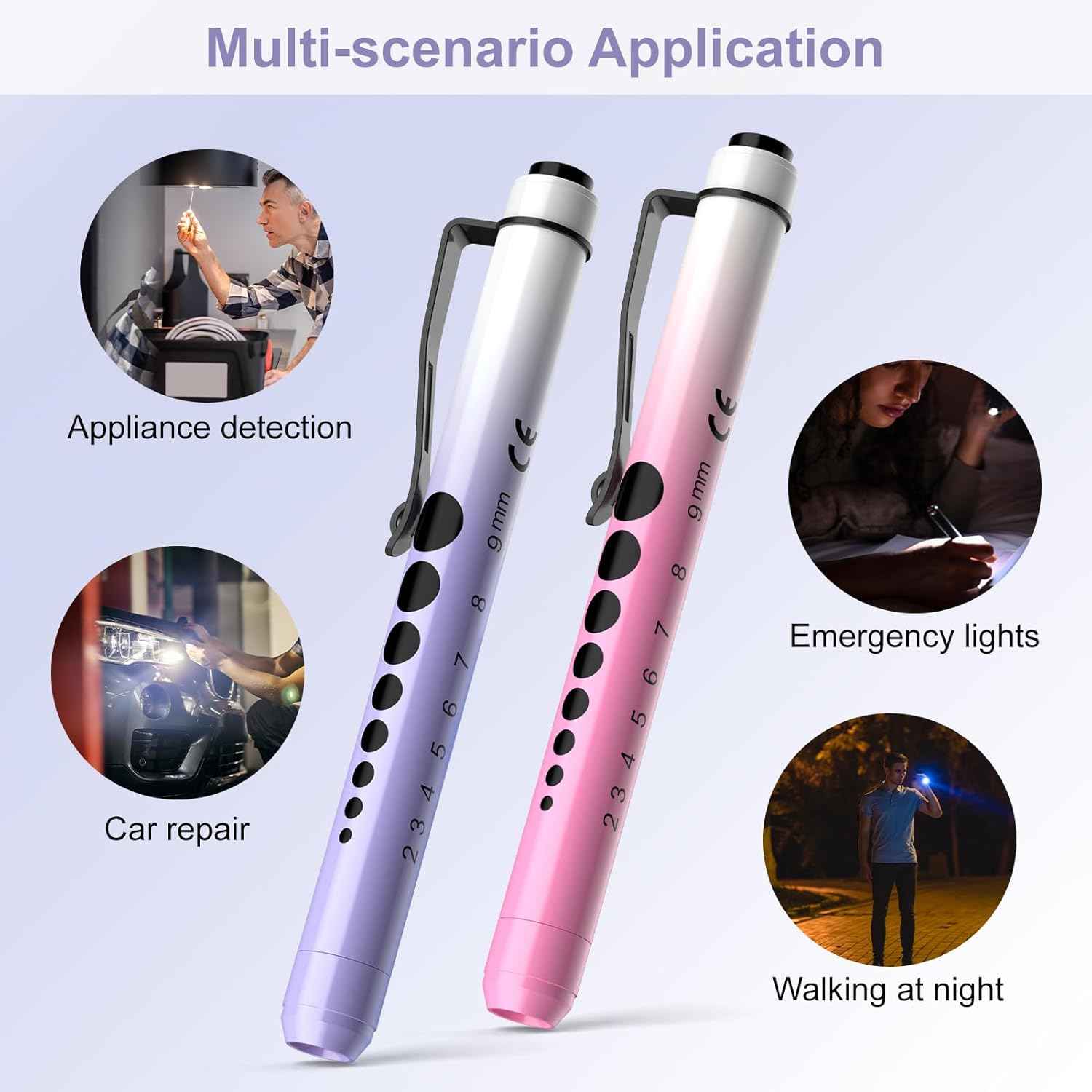 Pen Lights with Pupil Gauge LED Penlight for Nurse Doctor 4 Pack