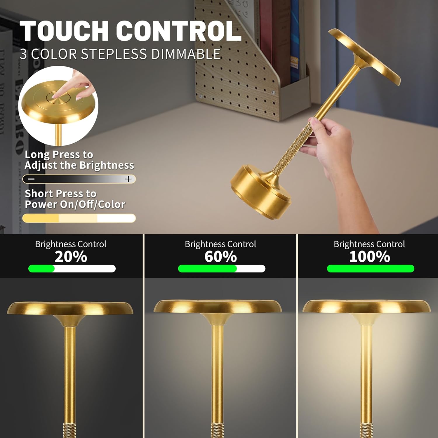 5200mAh Rechargeable Cordless LED Table Lamp