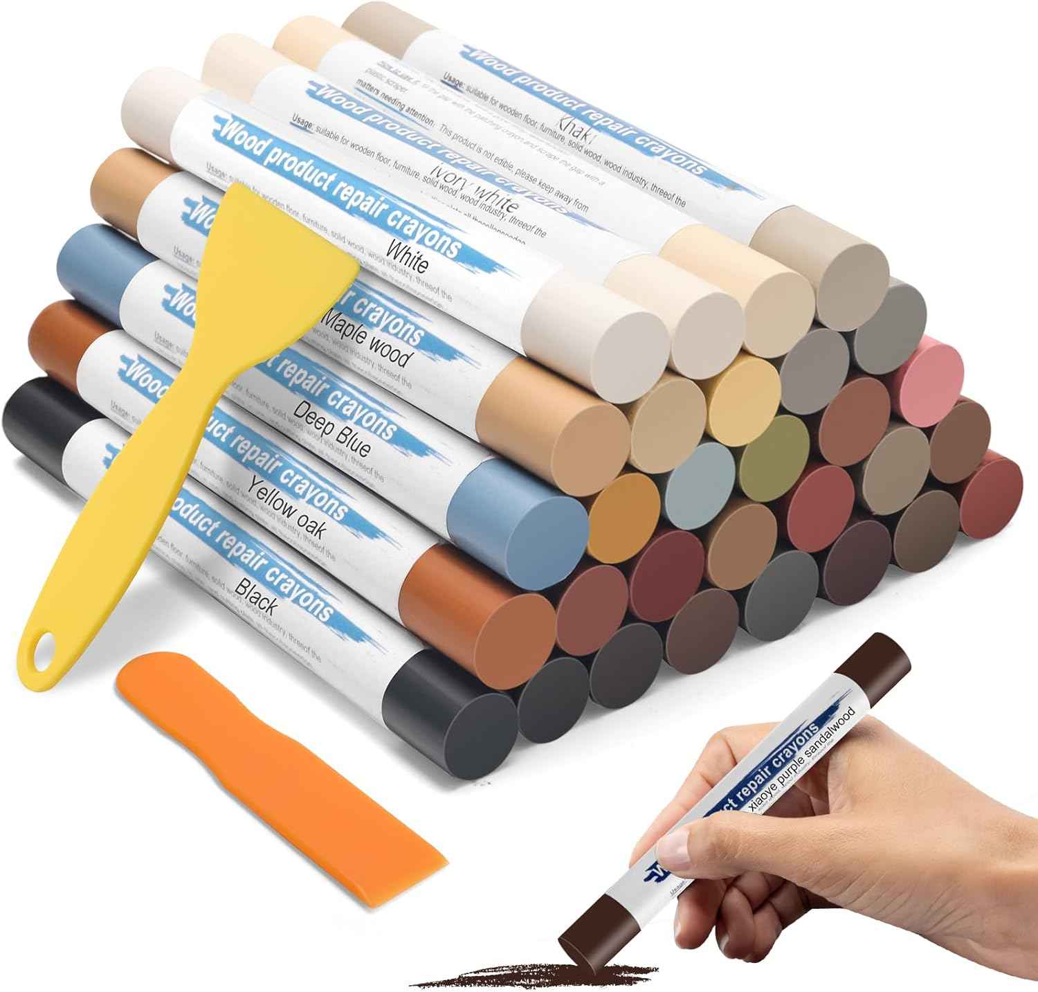 30 Color Wood Filler Sticks Putty Wax Crayons for Furniture Repair