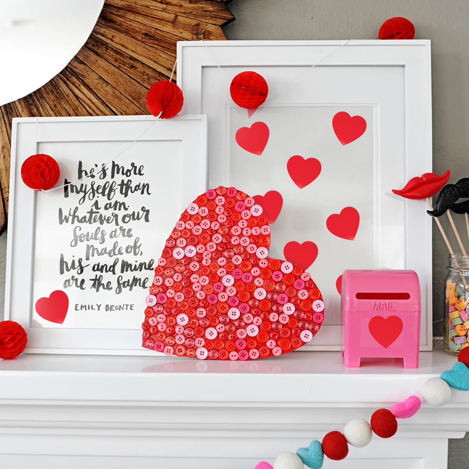 500Pcs Red Heart Stickers 1 inch