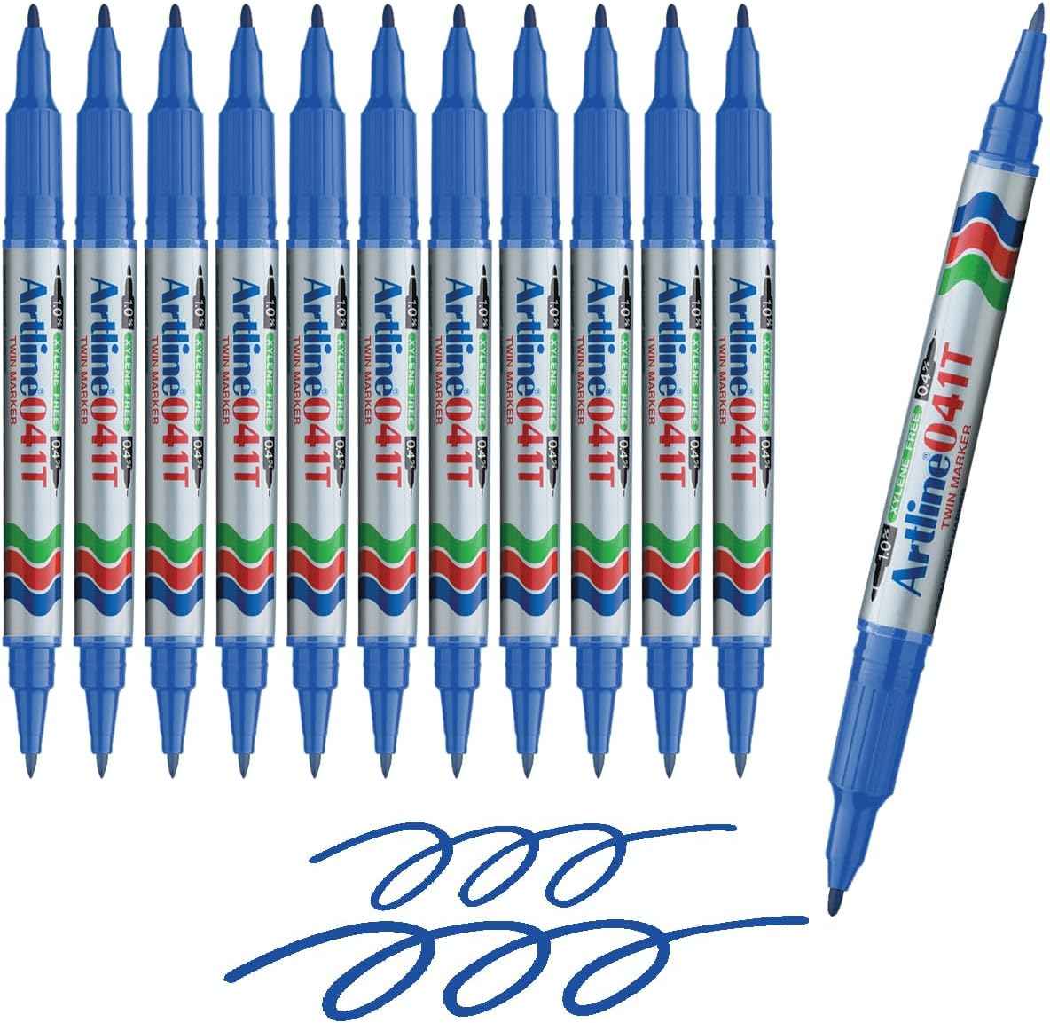 Artline 041T Twin-Nib Permanent Markers 0.4mm-1.0mm 12 Pack