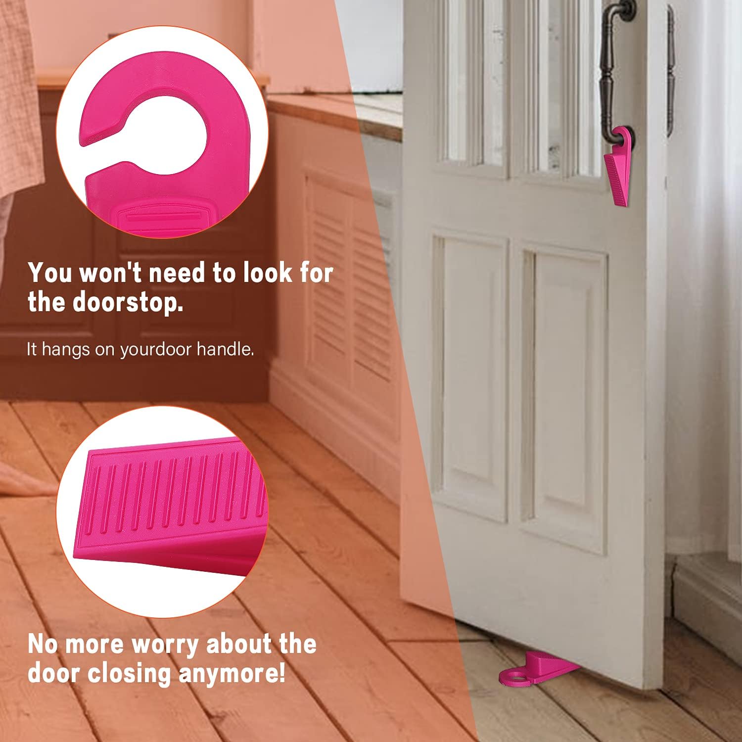 3 Pack Rubber Hook Type Door Stoppers 1 Inch Thick