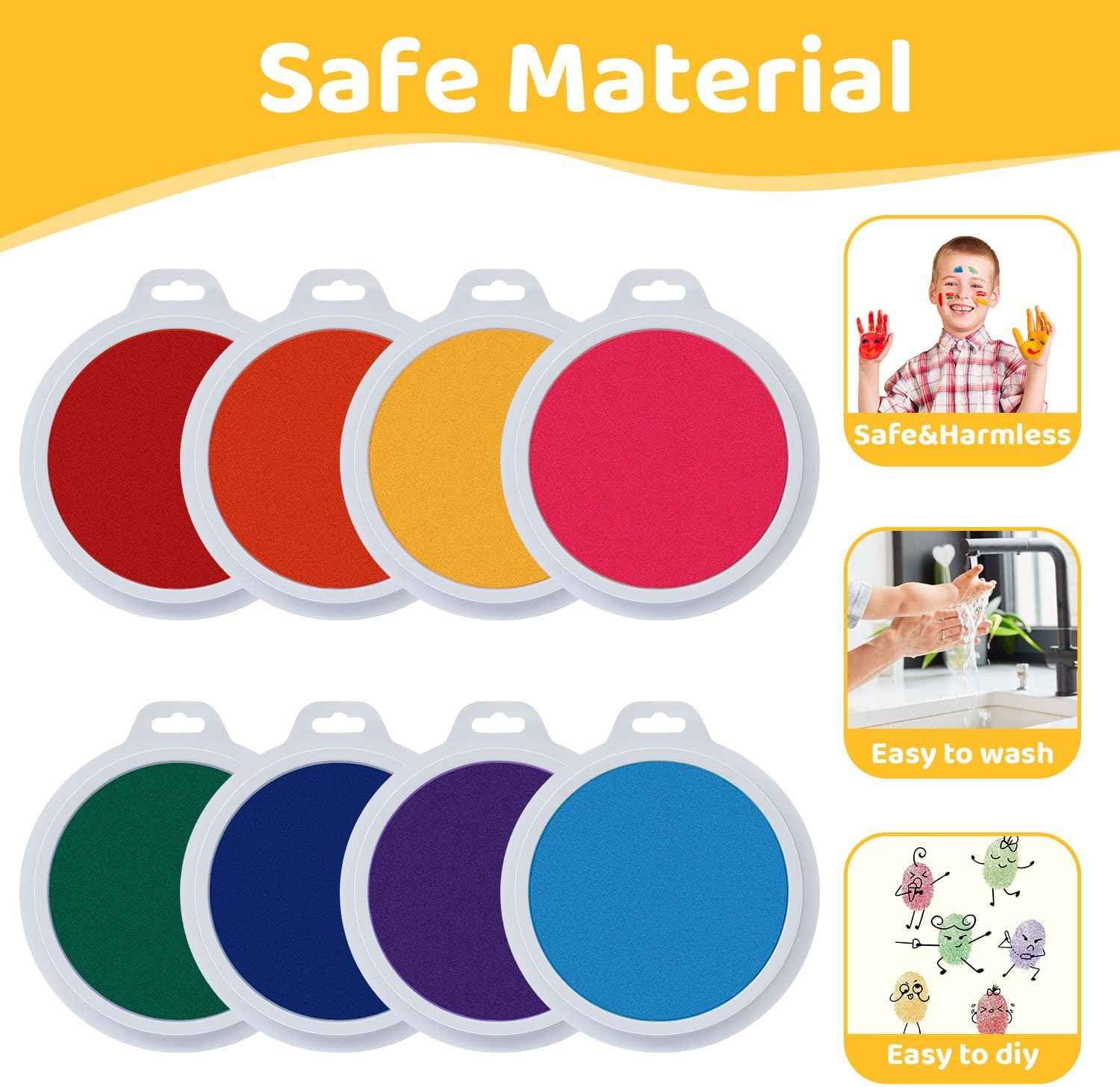 18CM 7-inch Large Washable Ink Pads 8 Colors for Handprint Scrapbook