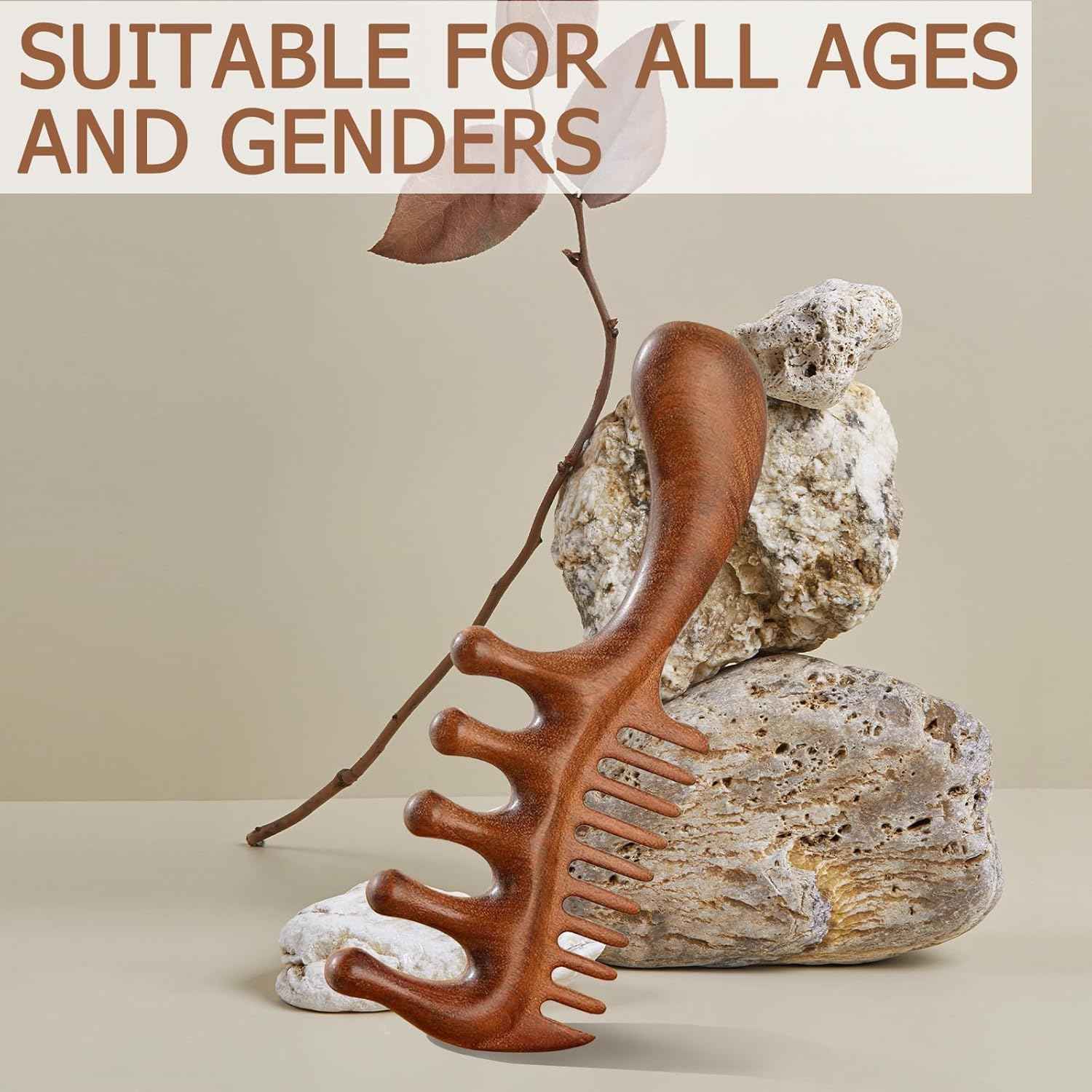 Wide Tooth Wooden Hair Comb Natural Sandalwood Scalp Massager