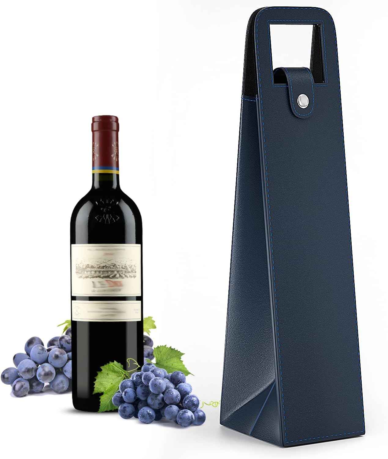 2 Pack Wine Gift Bag, Reusable Leather Wine Tote Carrier