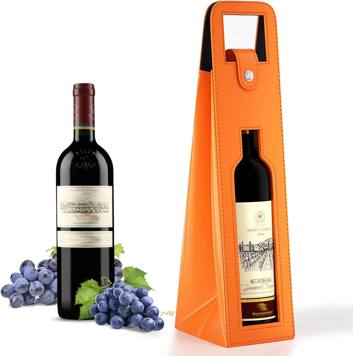 2 Pack Wine Gift Bag, Reusable Leather Wine Tote Carrier