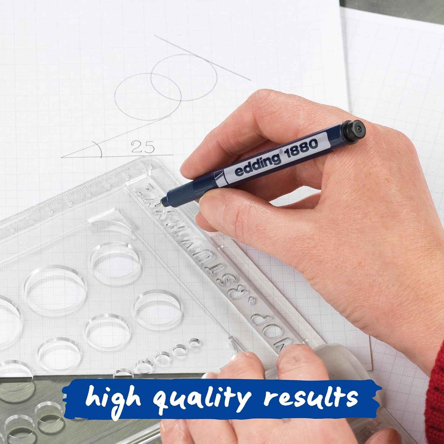 Edding 1880 Drawliner Fineliner Technical Pen Set,10 Count Black Ink