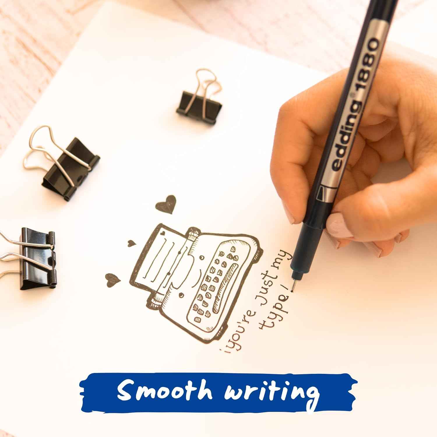 Edding 1880 Drawliner Fineliner Technical Pen Set,10 Count Black Ink