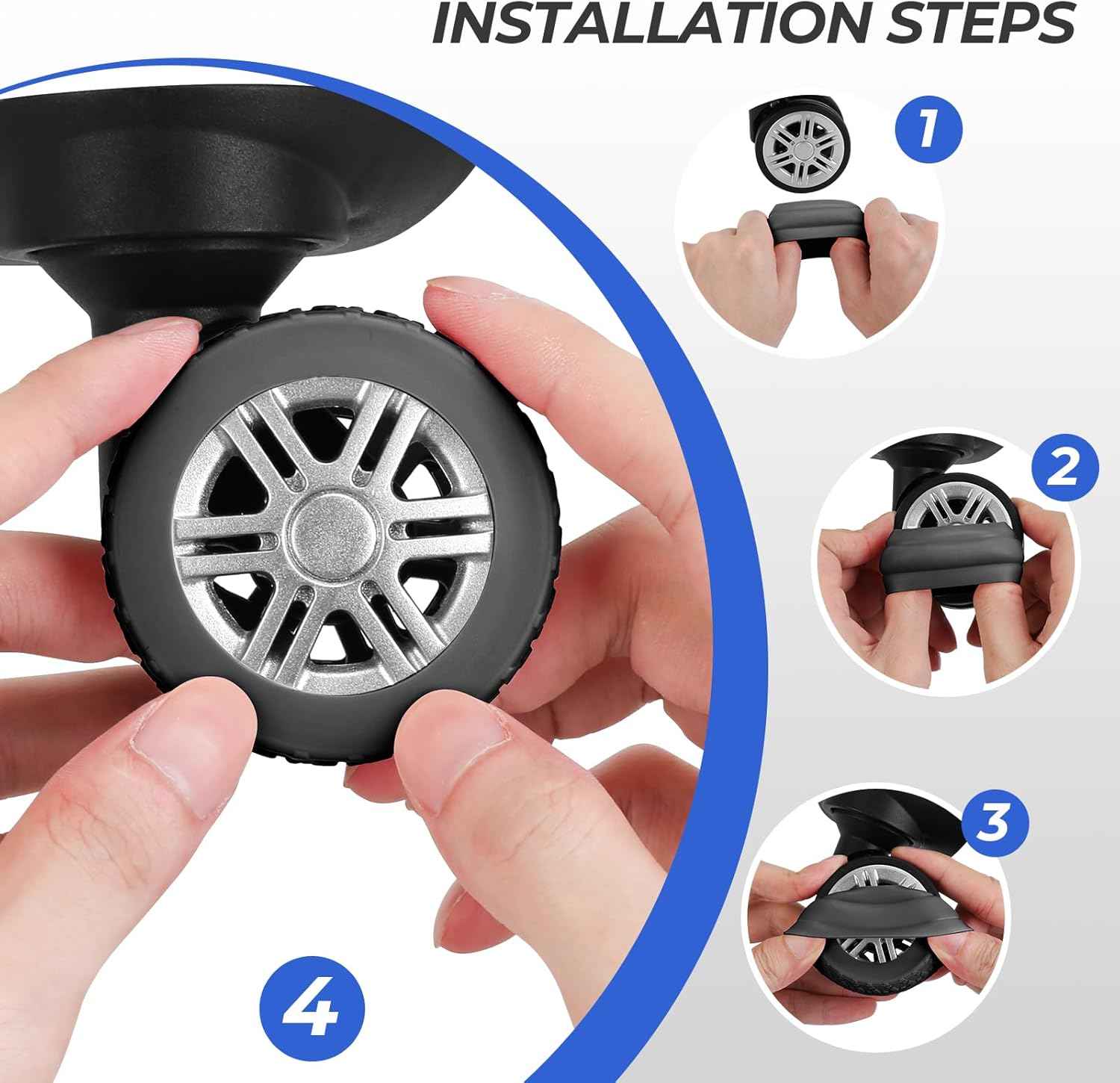 Silicone Suitcase Luggage Wheel Covers Protectors 8 Pack