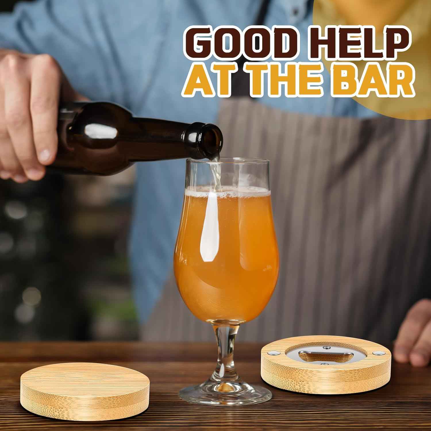 2.5 inch Bamboo Wodden Magnetic Bottle Opener 24pcs