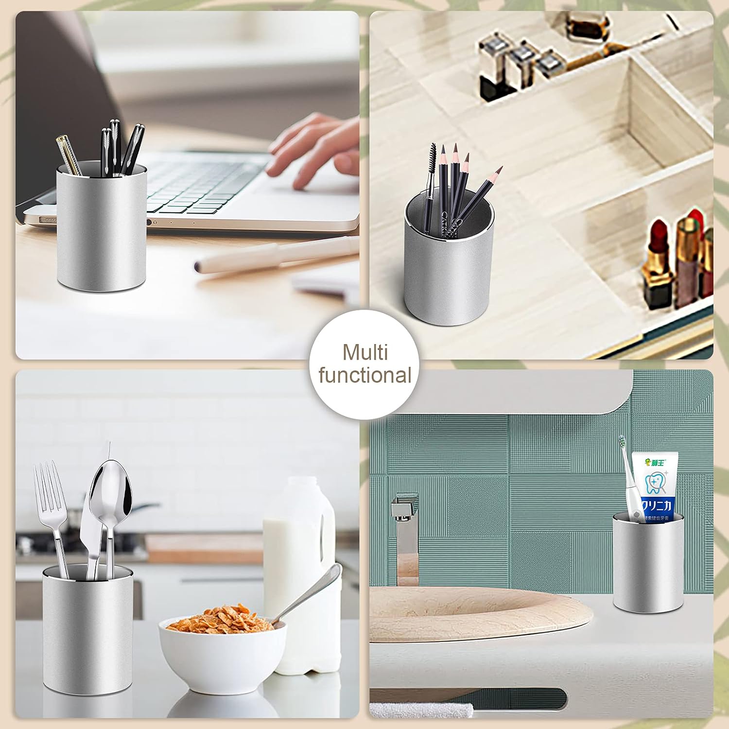 Round Desk Metal Pen Holder Aluminum Pencil Holder