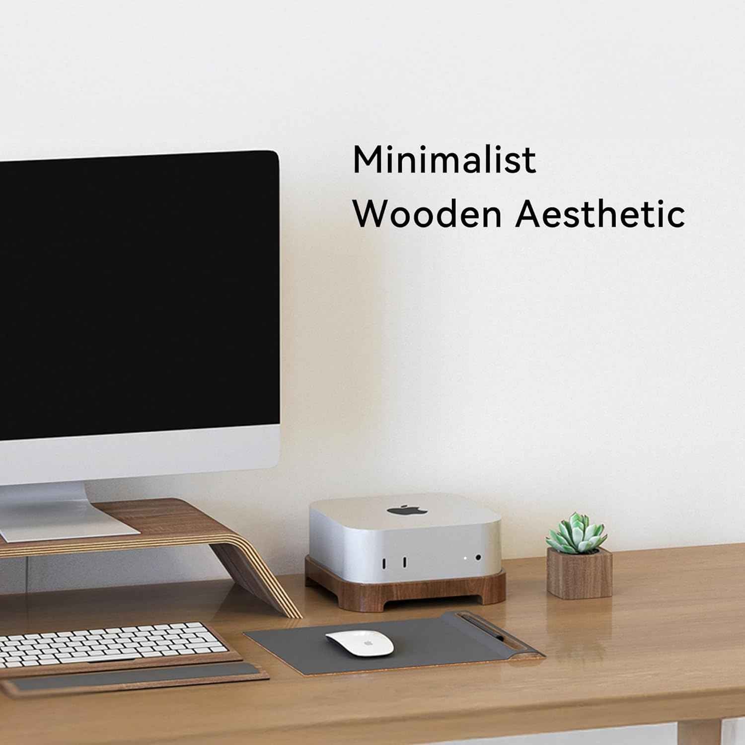 Wooden Cooling Stand for Mac Mini M4 Pro with Dust Filter Mesh