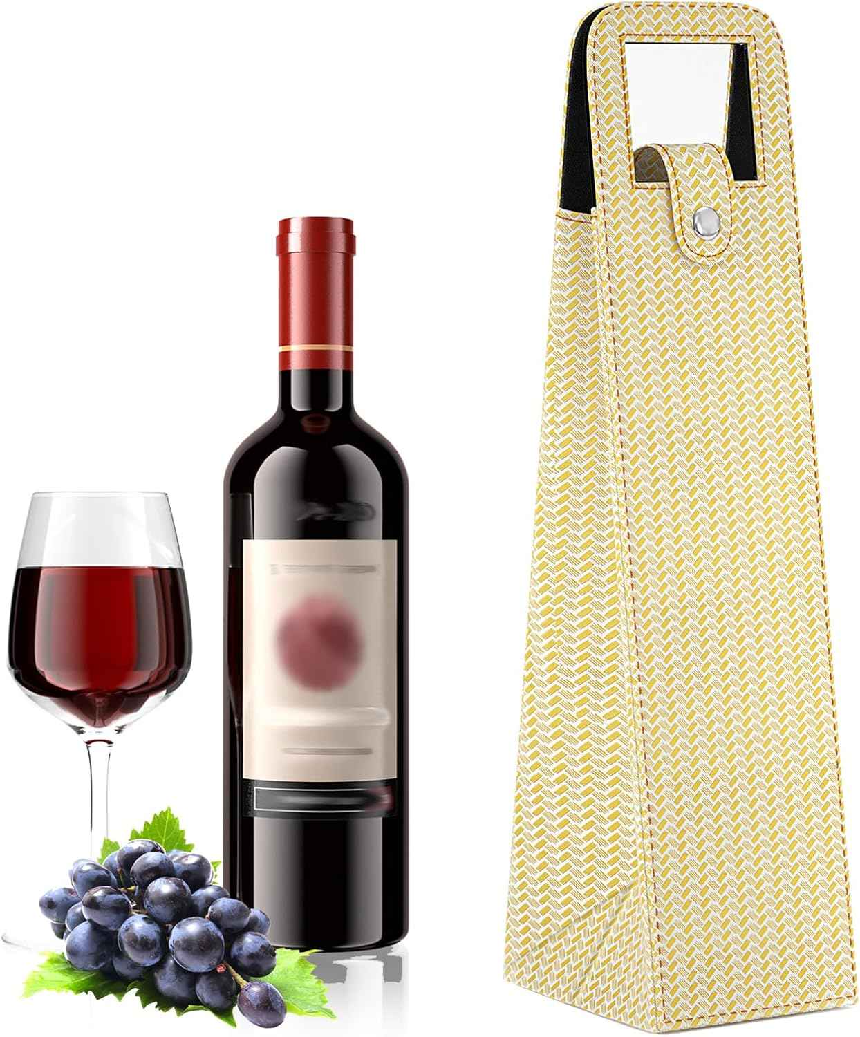 2 Pack Wine Gift Bag, Reusable Leather Wine Tote Carrier