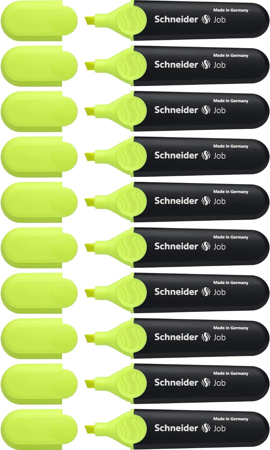 Rotuladores Schneider Job - Pack De 10 - Punta Cincel (1 Y 5 Mm) - Colores Amarillo, Naranja, Fucsia, Verde