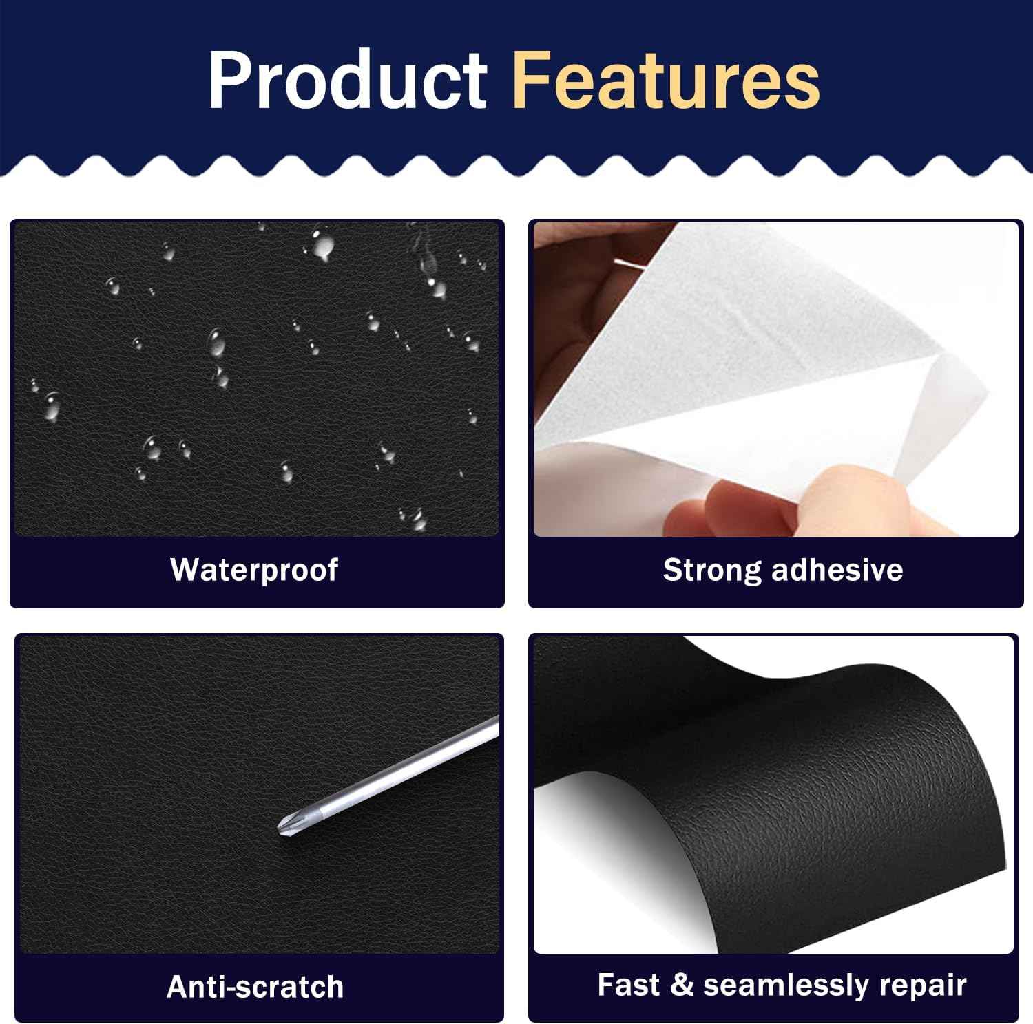 Leather Repair Patch for Furniture - Self Adhesive 3x60 Inch,2 Rolls