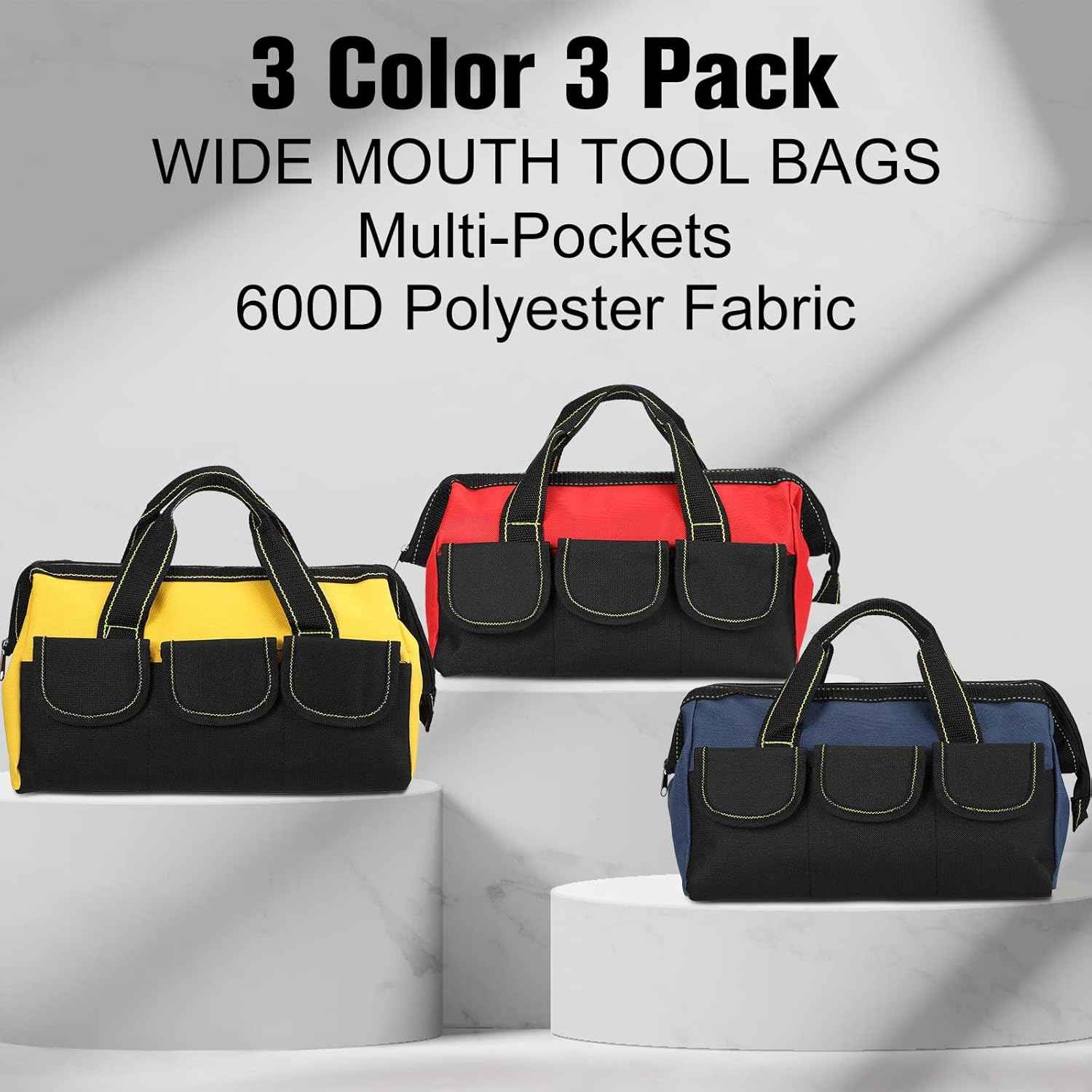 3 Pack Tool Bags for Electrician Carpenter Mechanic 13 inch