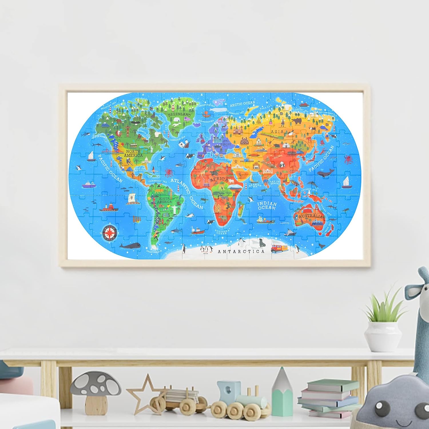Mideer Floor Puzzle for Kids 4-8, 100 Piece World Map Jigsaw Puzzle