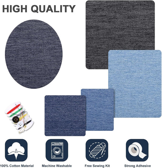25 Pieces Denim Iron-on Patches Repair Kits for Clothes Jeans