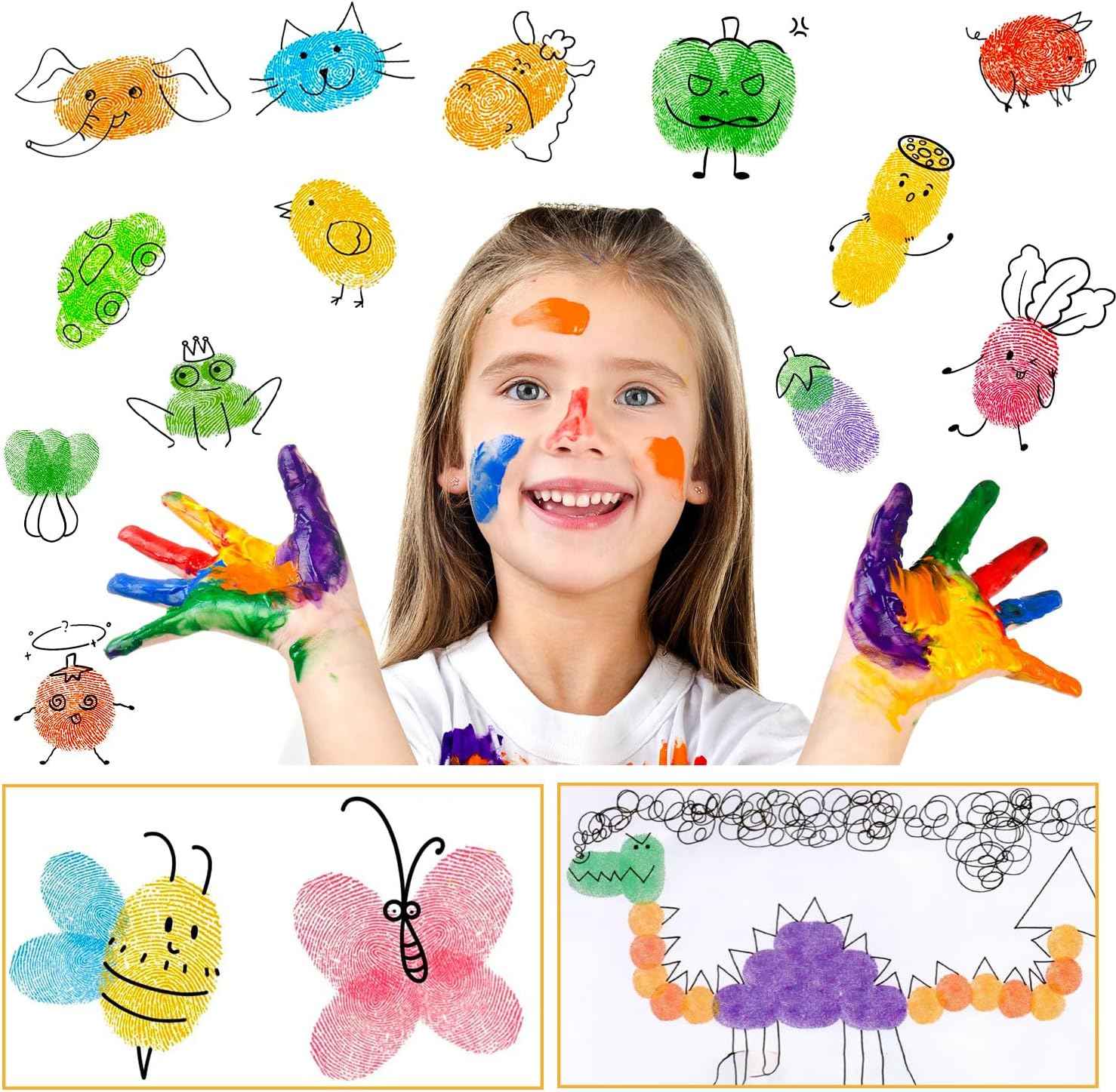 18CM 7-inch Large Washable Ink Pads 8 Colors for Handprint Scrapbook