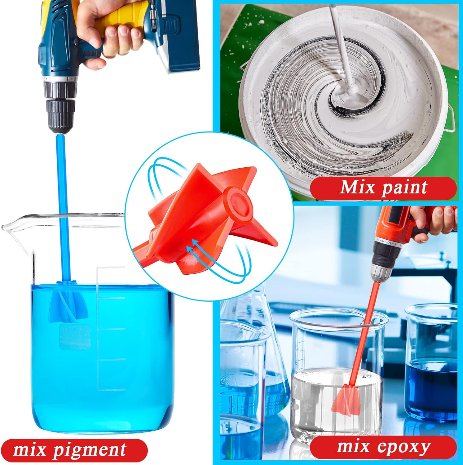 12Pcs Helix Paint Mixer Drill Attachment