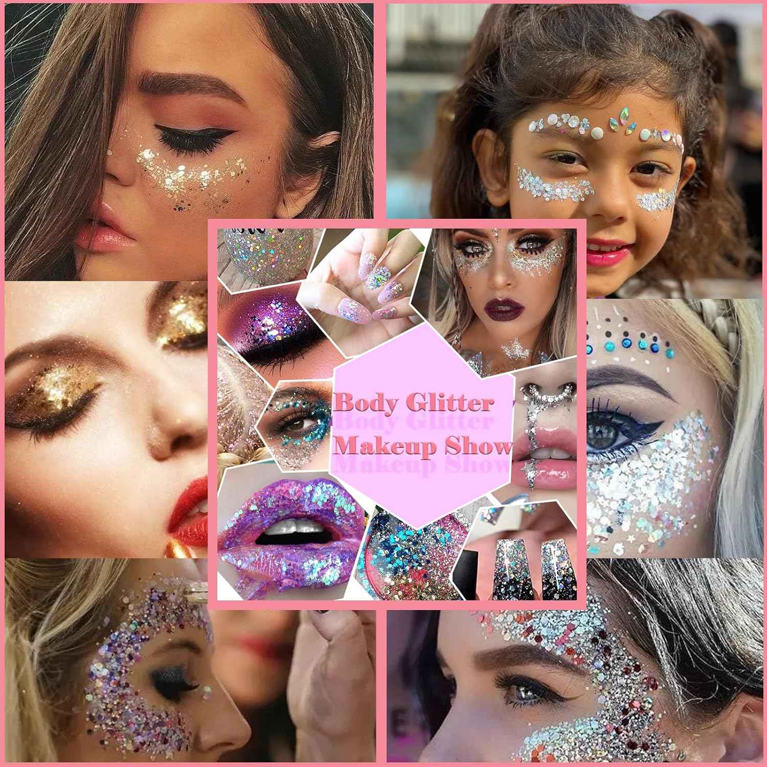 6 Color Face Body Party Glitter Gel 50ml