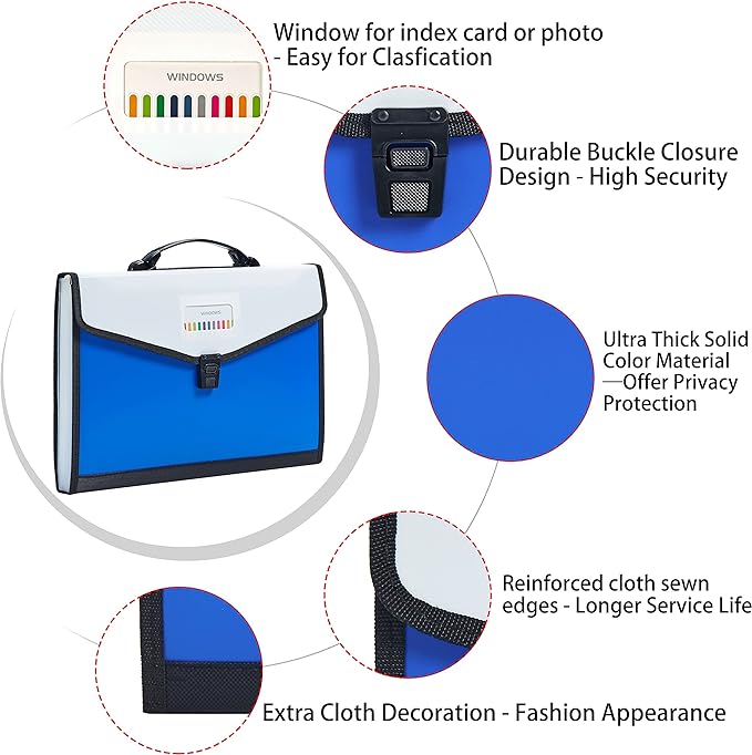 13-Pockets Expanding File Folder with Handle,Legal Size A4 FC