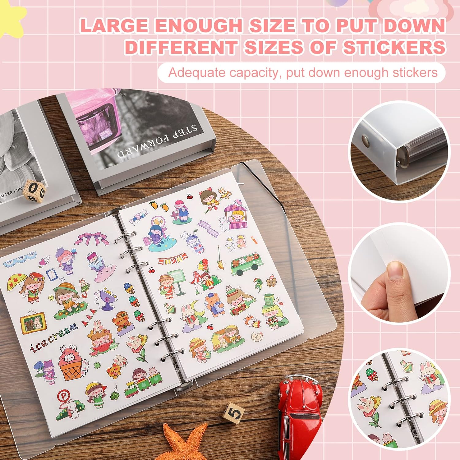 Reusable Sticker Book 80 Sheets Sticker Collecting Album Plus Size A5