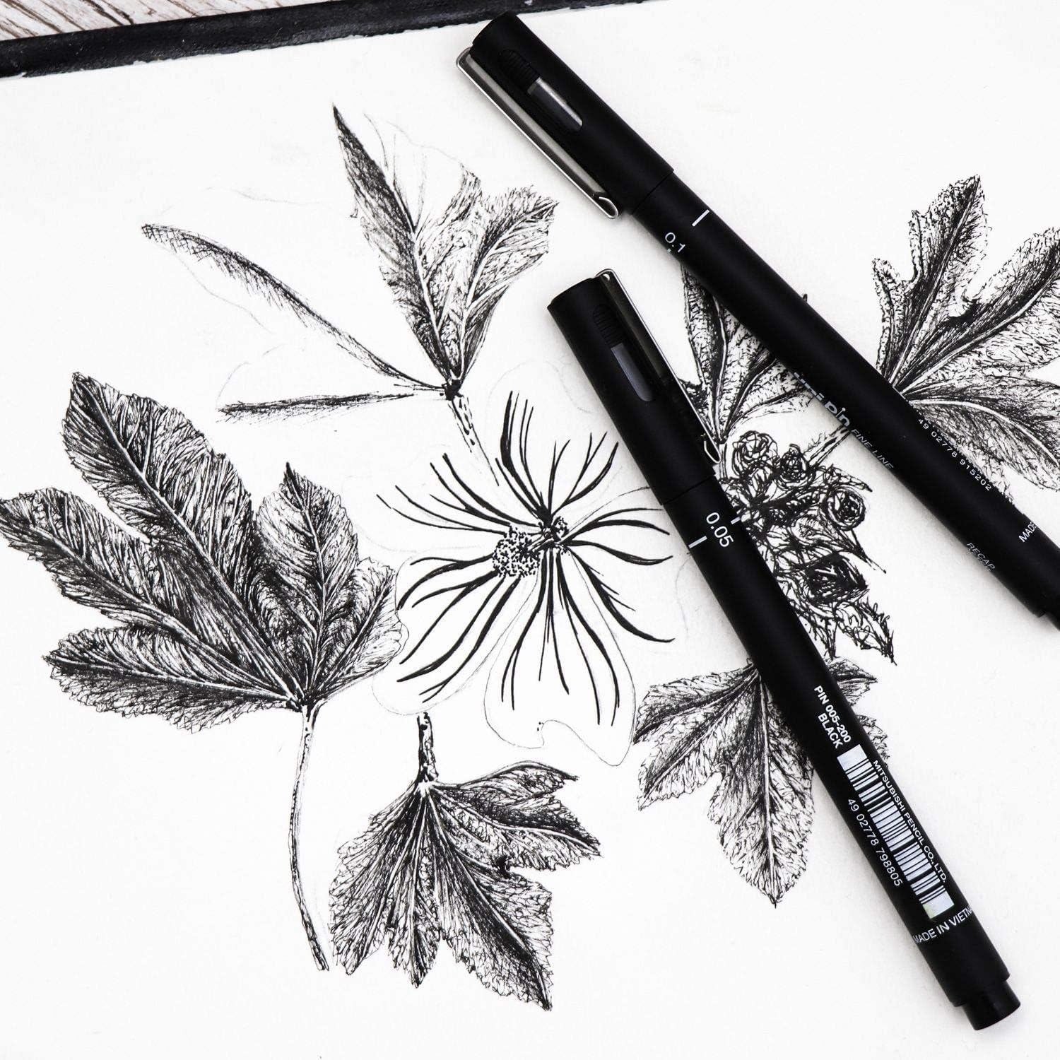 Uni Pin Fineliner Drawing Pen - 15 Grades - Black Ink