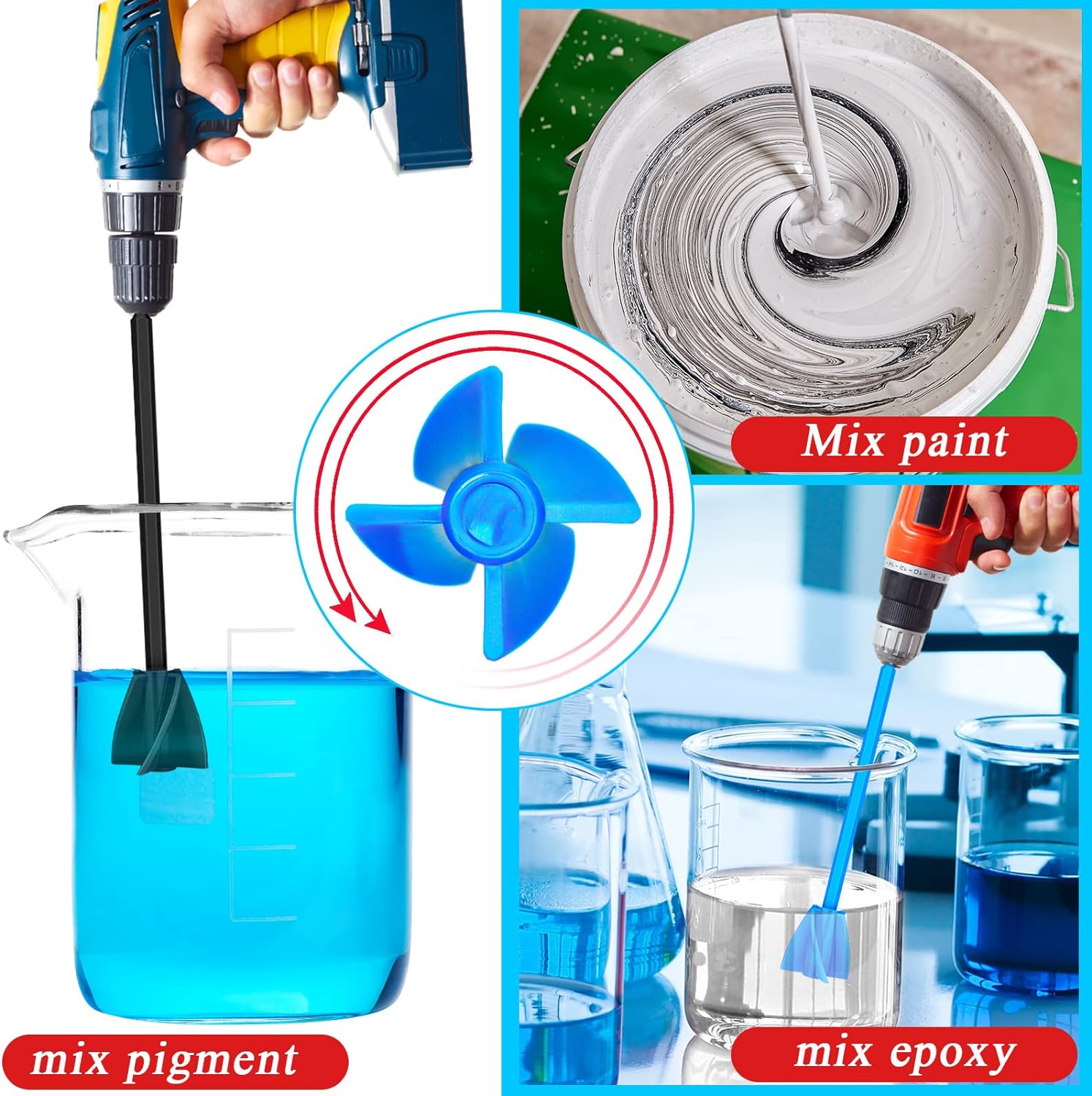 12Pcs Helix Paint Mixer Drill Attachment