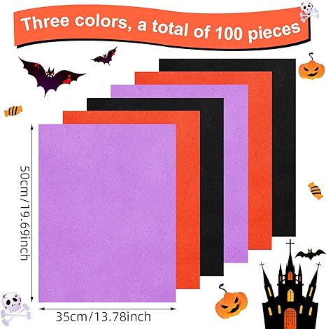 100 Sheets Tissue Wrapping Paper for DIY Crafts 35x50cm Black Purple Orange