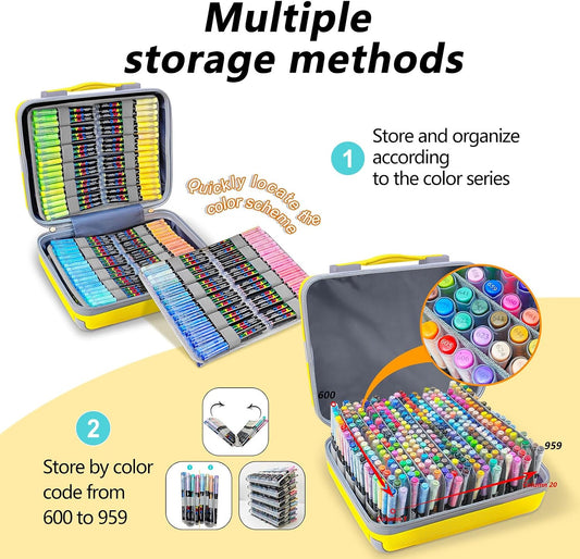 Guangna 8101 Acrylic Marker Set 360 Colors Brush Tip Direct-Flow Ink Luggage Case