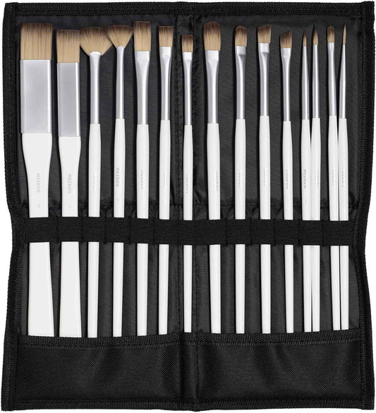 MEEDEN Artist Acrylic Paint Brushes 15 Piece with Carry Case