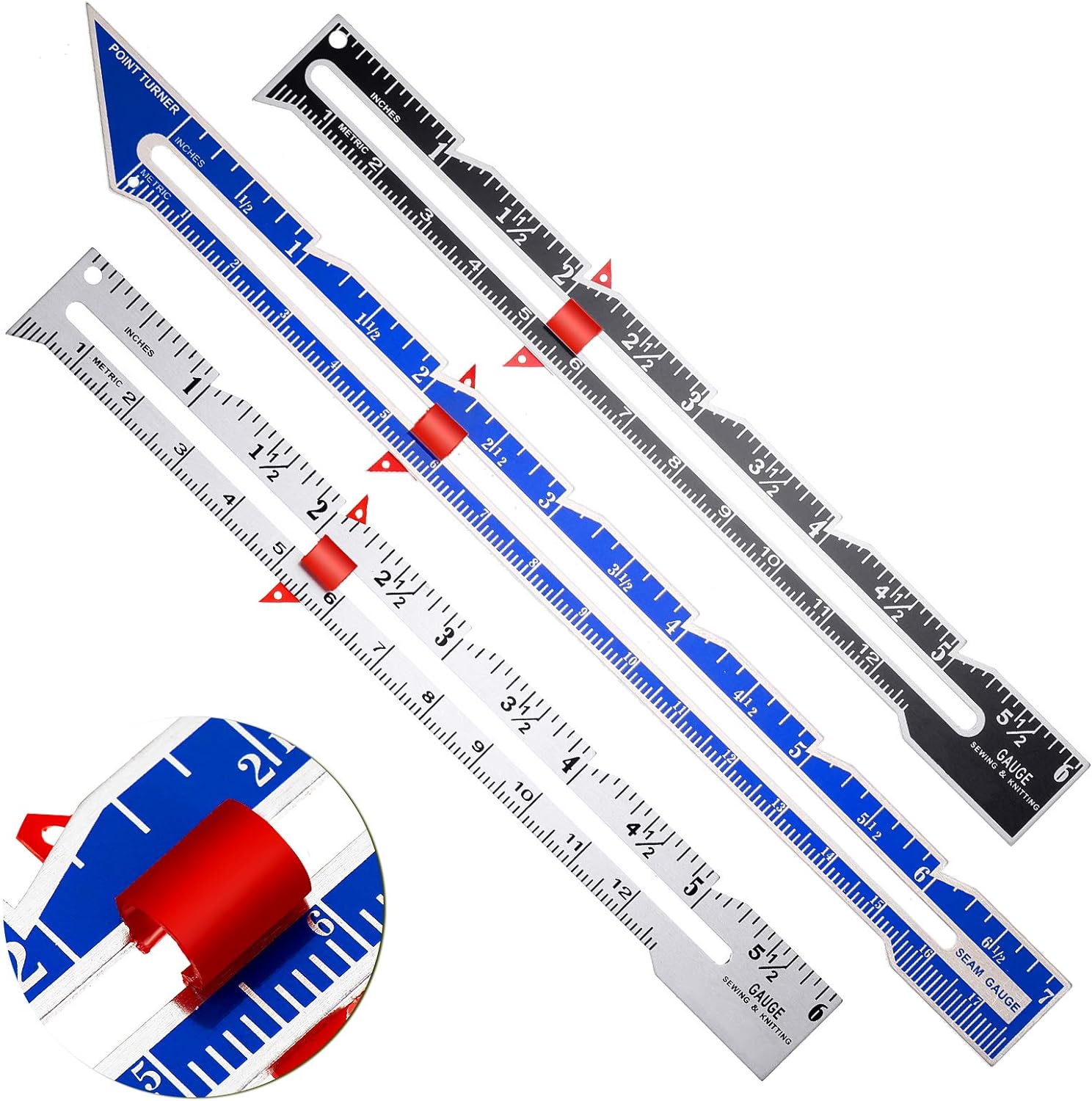 3Pcs Sewing Gauge Measuring Tool Fabric Quilting Ruler