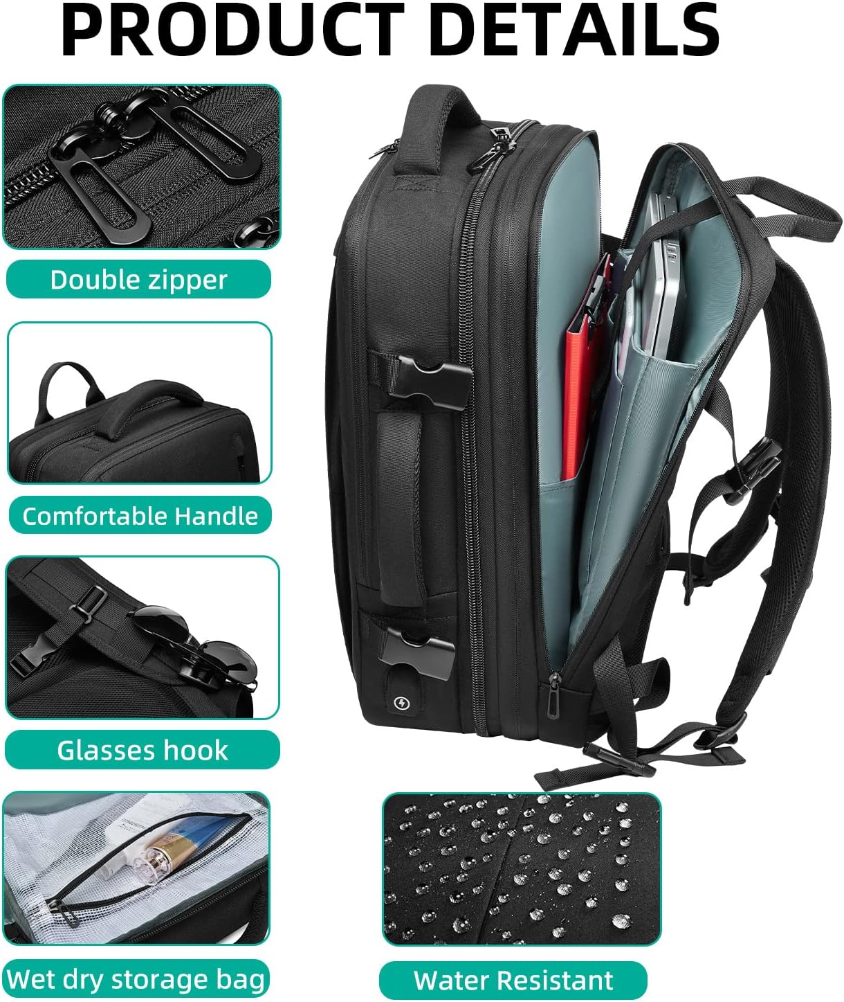 Eurcool 44L Travel Expandable Carry-On Backpack