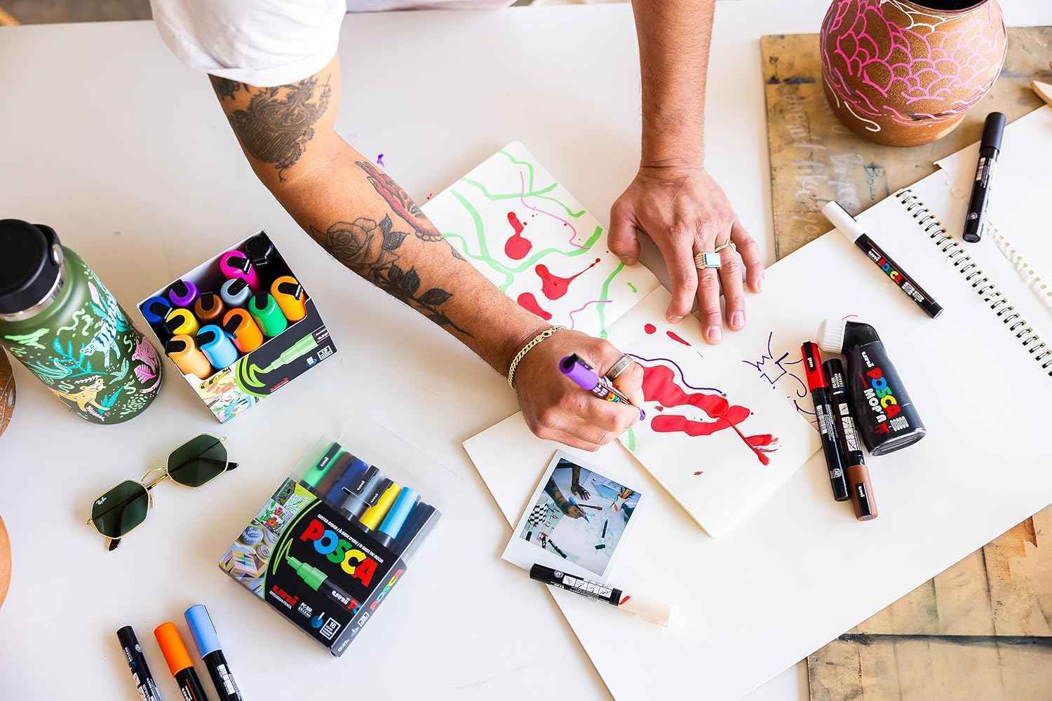 Set Di Penne Pennarelli Posca, PC 1M/3M/5M, Marcatori Di Arte A I - Foto 7