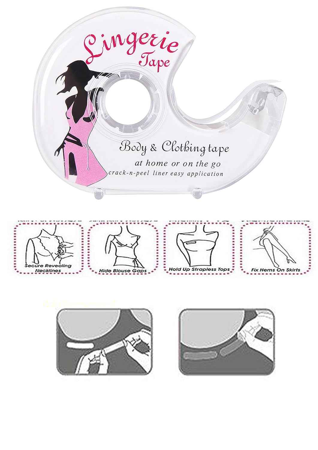 Double Sided Body Clothing Invisible Lingerie Tape Dispenser 4 Pack