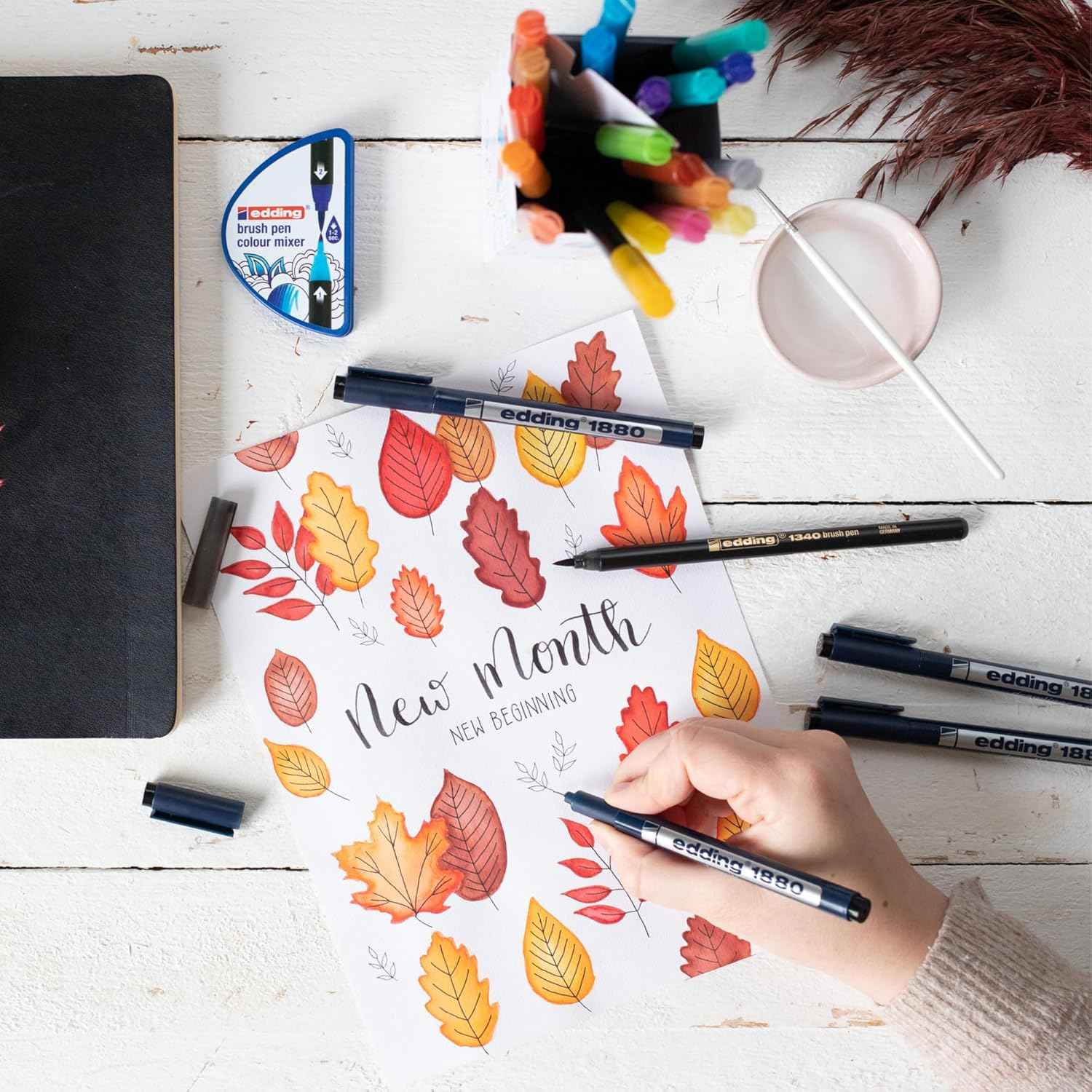 Edding 1880 Drawliner Fineliner Technical Pen Set,10 Count Black Ink