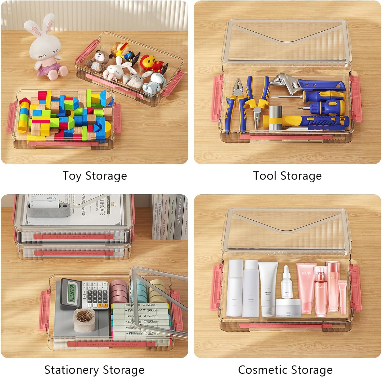 Plastic Storage A4 File Project Case with Handle