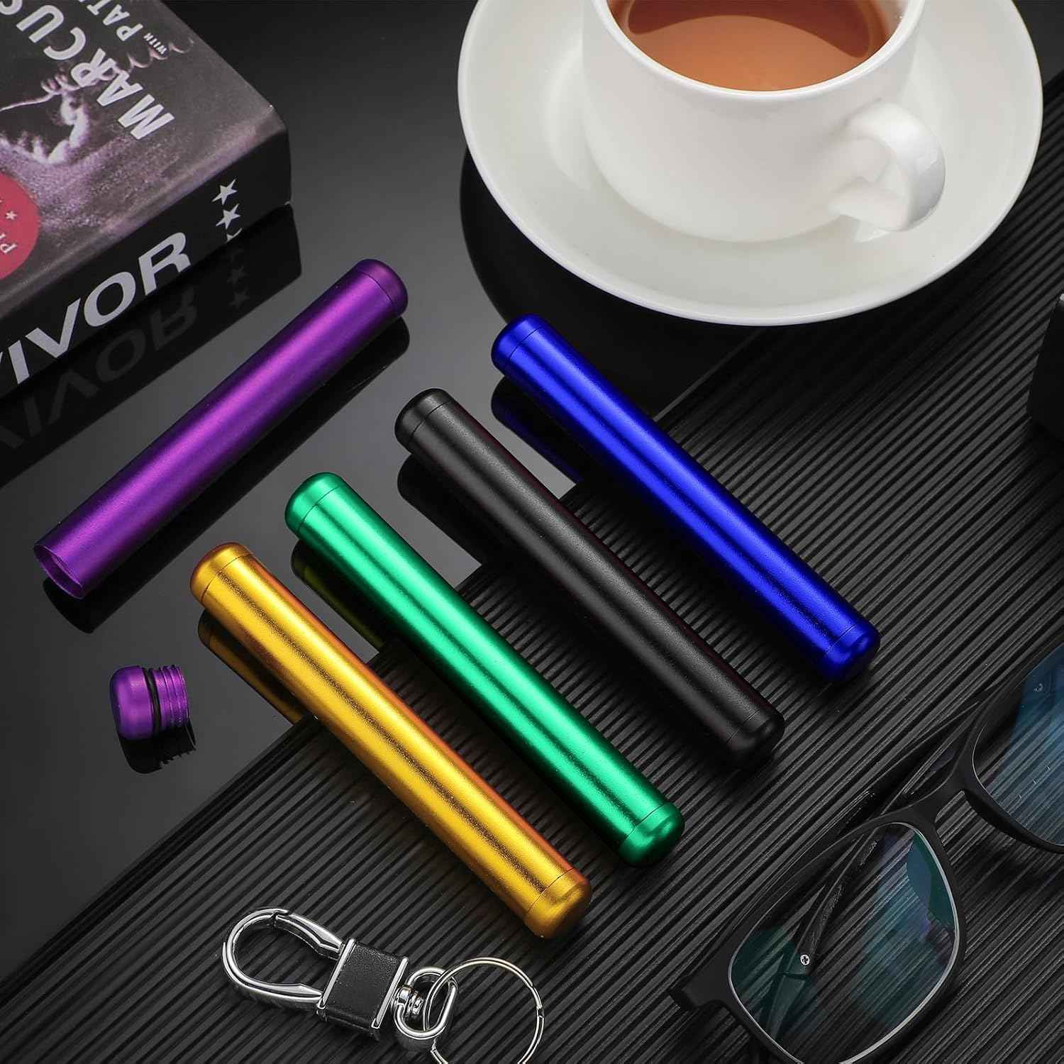 Small Metal Aluminum Waterproof Metal Tube Case 5 Color Pack