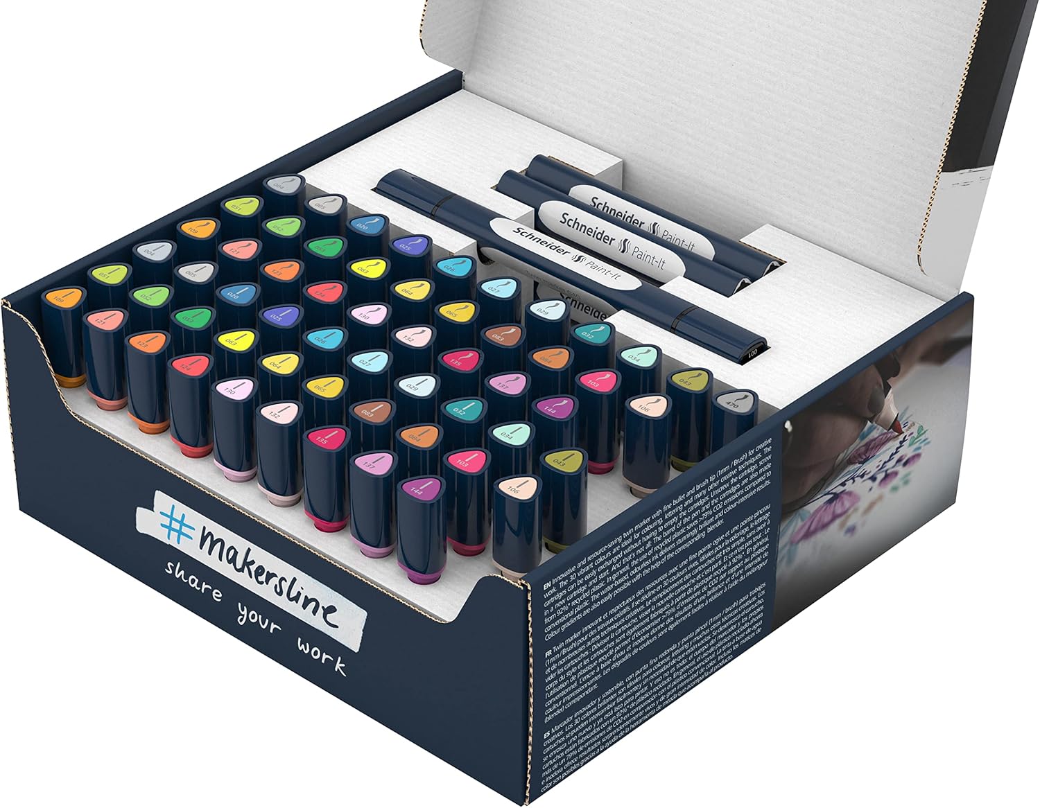Schneider Twin Marcador Paint-It 040 Pincel y Punta Redonda 30 Colores (72 Piezas)