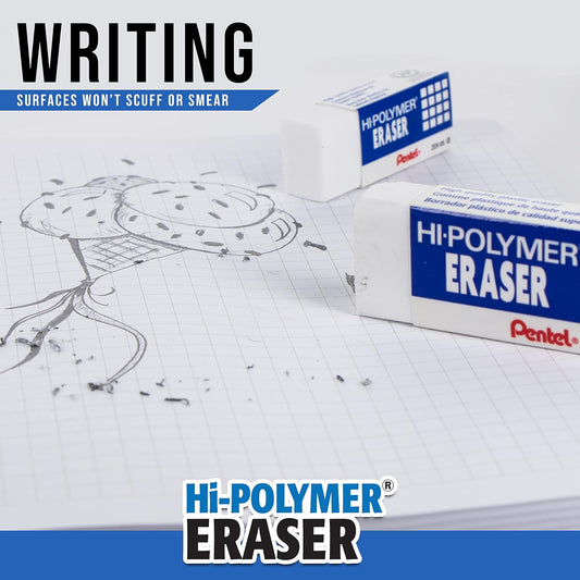 Pentel Hi-Polymer Block Eraser, Små, 10 Pack Erasers
