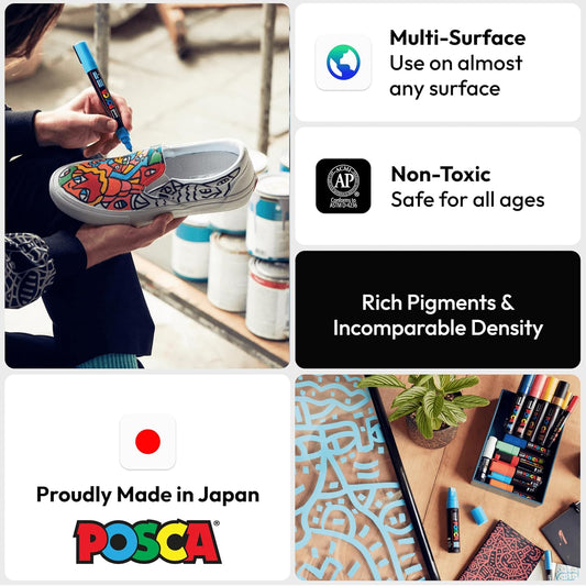 Uni Posca Paint Marker PC-5M - Medium Point - 16 Color Set