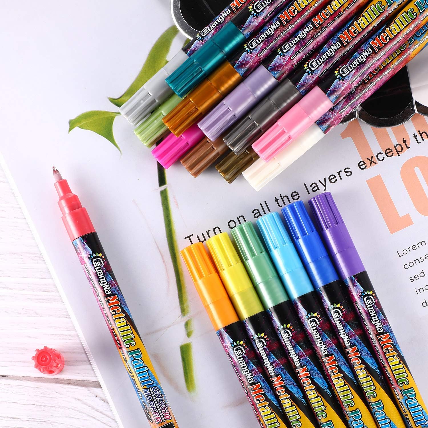 Metal Color Pen Guangna Shinning Metallic Marker Pens 24 Colors