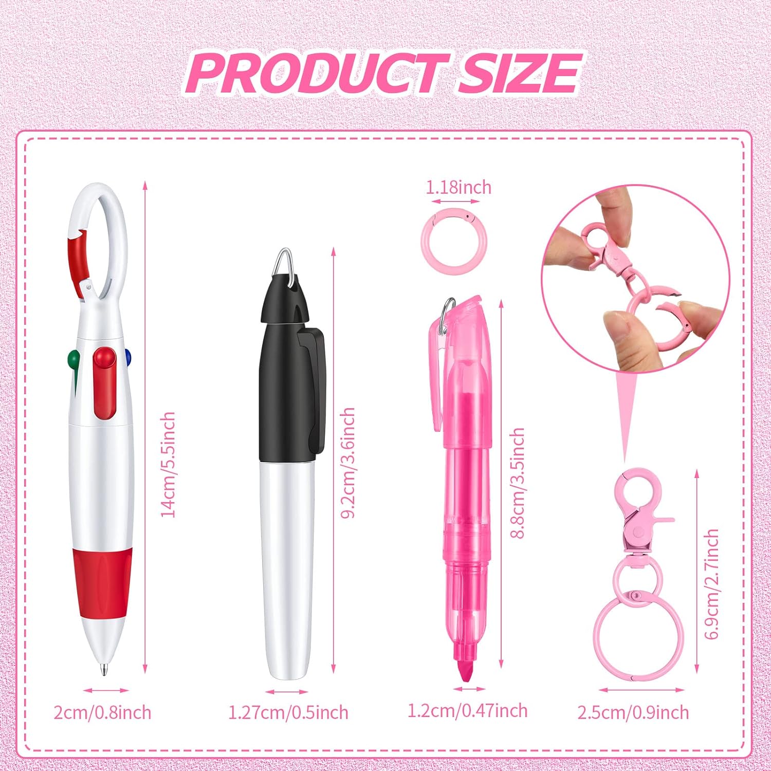 Nurse Ballpoint Highlighter Marker Pen Set with Keychain Clip