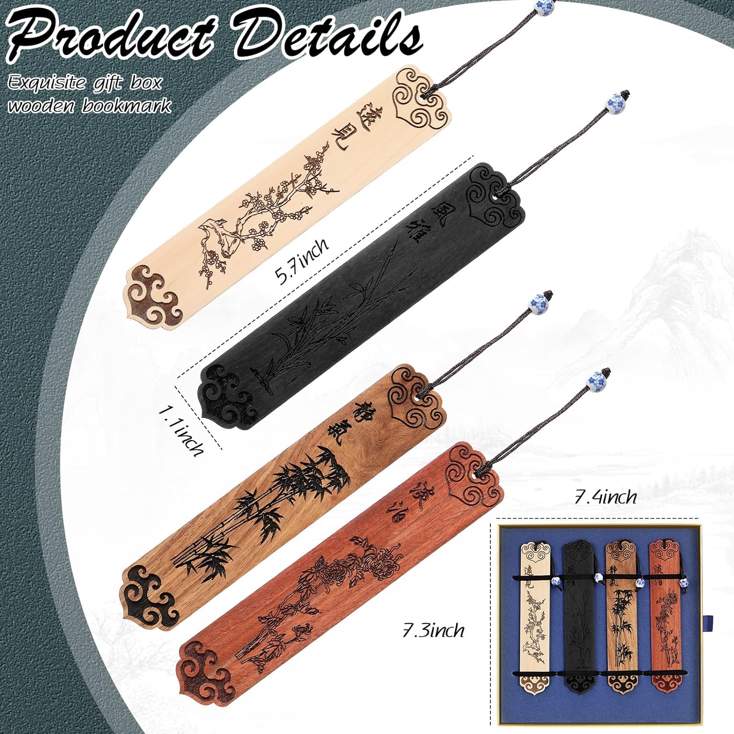 Handmade Natural Wooden Carving Book Mark Bookmarks Box Set
