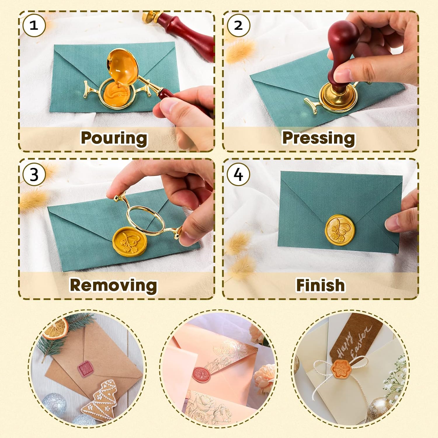 6 Metal Wax Seal Molds Kit