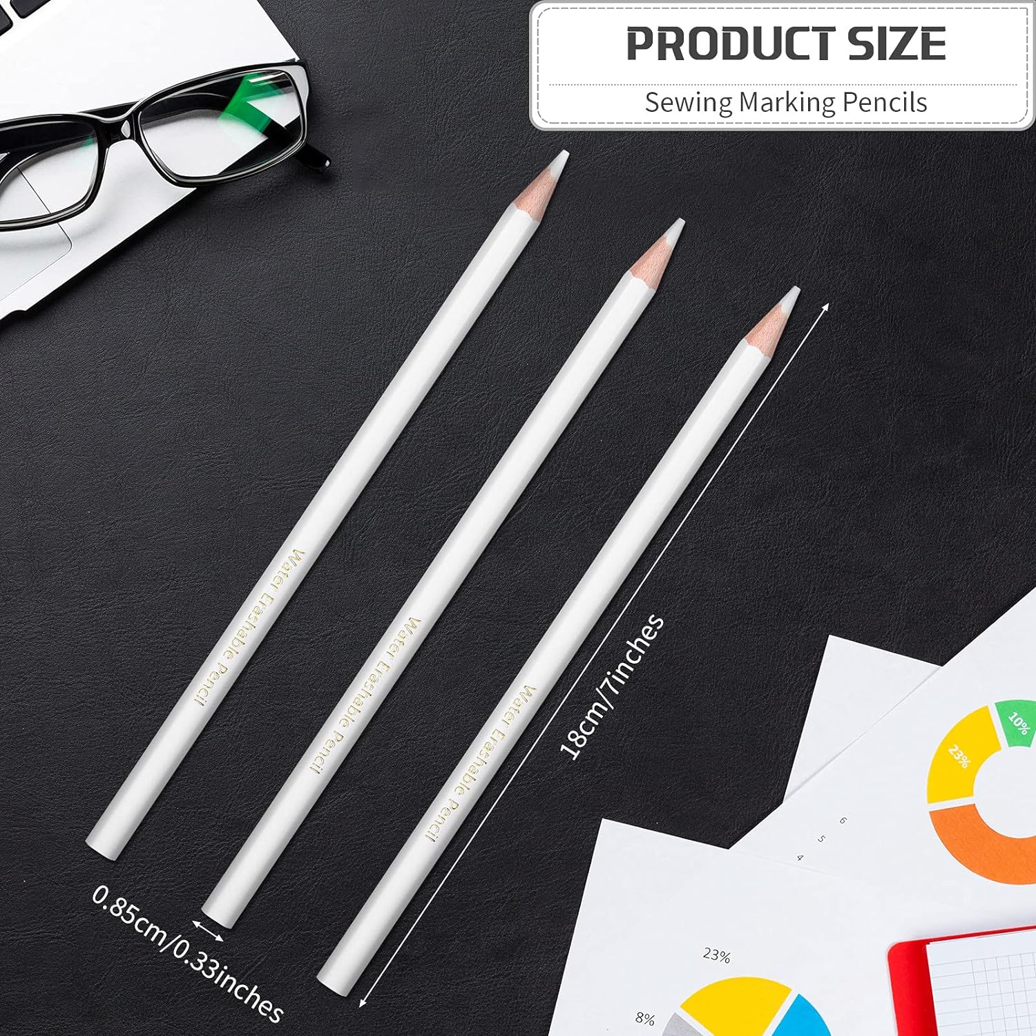 24pcs Sewing White Fabric Pencil for Wedding Dressmaker DIY Craft