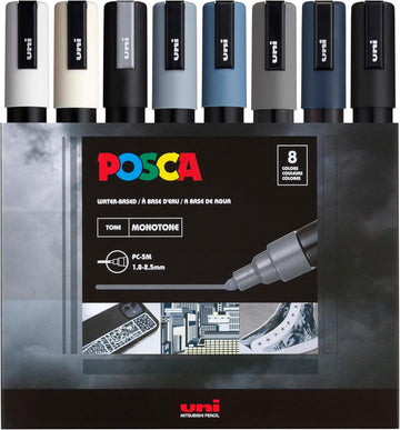 Uni Posca Värvimarker PC-5M - Keskmine Tipp - 8 Värvi - Mono Toon
