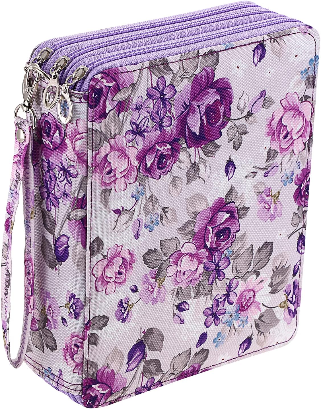 120 Slots Colored Pencil Case Purple Flower