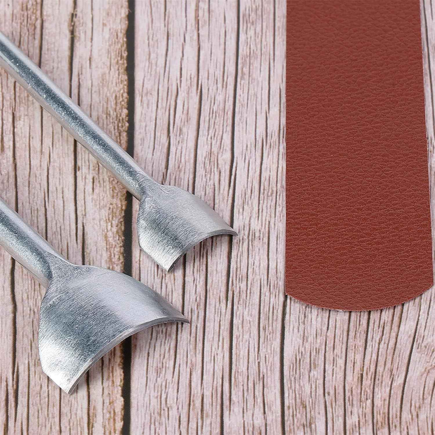 1/4 round leather edge cutter punch heads, silver steel, angled close-up